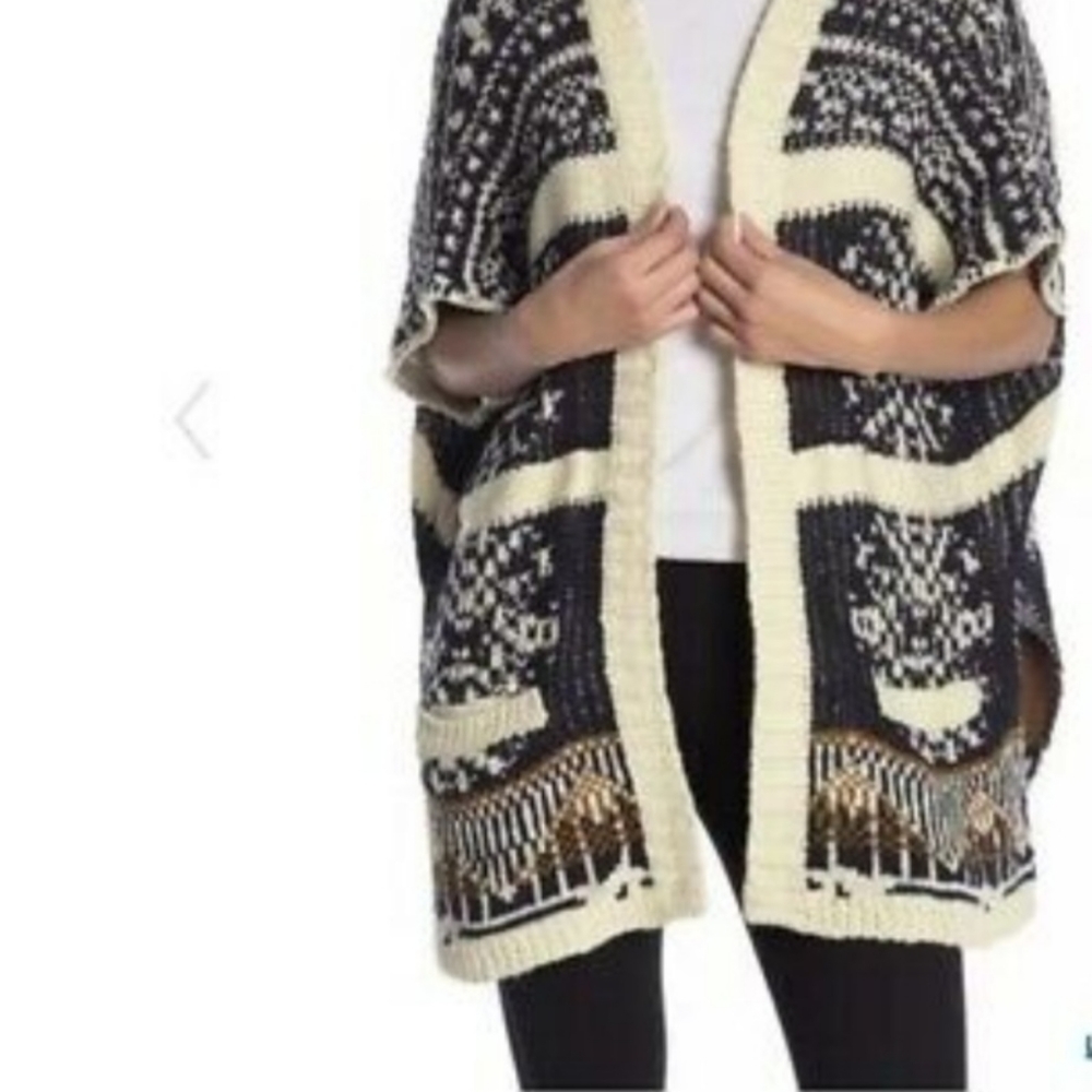 Michael Stars Fair Isle Ruana Cardigan OS  NWT